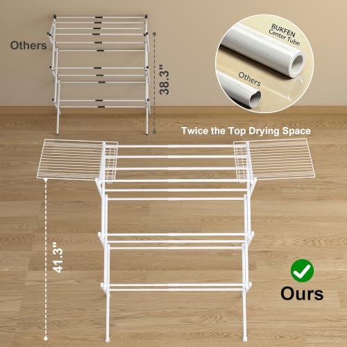 BUKFEN Expandable Clothes Drying Rack with Hook Bar, 3-Tier - Image 4