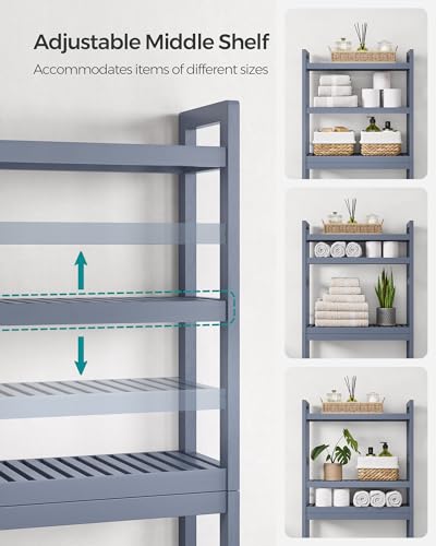 SONGMICS 3-Tier Bamboo Over The Toilet Storage, Adjustable Shelf - Image 5