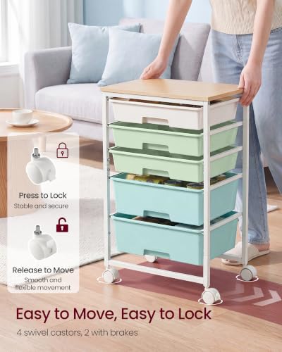 VASAGLE Rolling Cart with Drawers,5 Drawers Storage Cart - Image 6