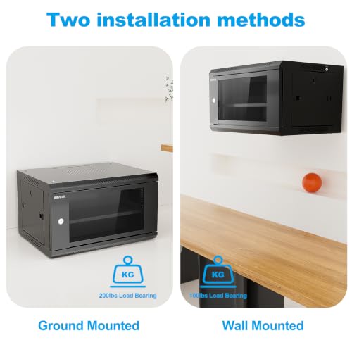 6U Wall Mount Server Rack Enclosure with Locking Glass Door - Image 6