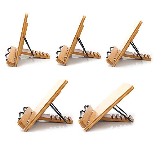wishacc Bamboo Book Stand, Adjustable Book Holder Tray and Page - Image 4