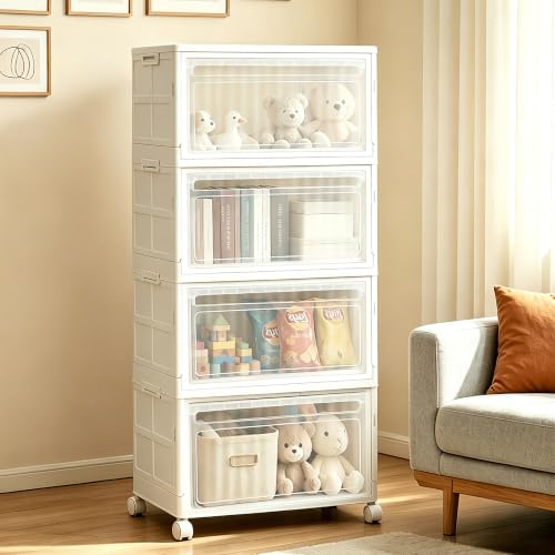 Stackable Storage Bins with Lid and Wheels, 128QT 4 Tier Closet - Image 2