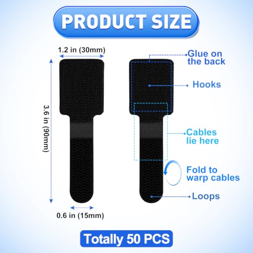 Phinus 50PCS Cord Management Under Desk, Adhesive Wi | Cable Managemen - Image 3