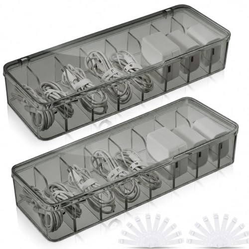 Tatuo Cord Organizer for Drawer Desktop, Gray, 2 Pack - Image 2