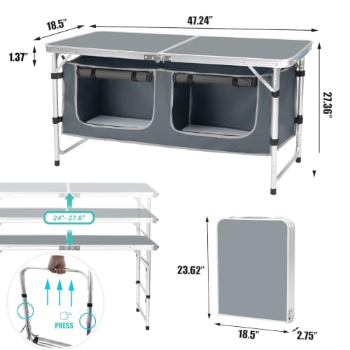 CampLand Folding Camping Table with Storage Organizer - Image 4