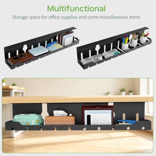 KEEGH Under Desk Cable Management Tray 32 in, Metal Cable Holder - Image 5
