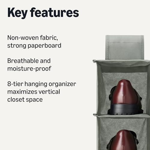 Amazon Basics 8-Tier Hanging Closet Shelf Shoe Organizer, Space - Image 4