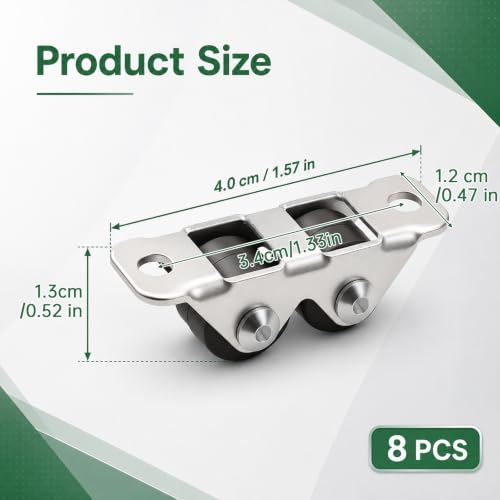 8 Pcs Low Profile Small Casters, 1/2 Inch Small Double Roller - Image 3