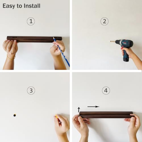 Vinyl Wall Mount Shelf,Floating Album Record Holder,4 Pack,Walnut - Image 8