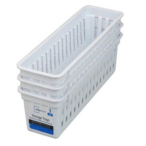 Slim Plastic kitchen Storage Organization Trays Baskets in White - Image 2