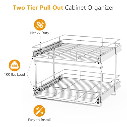 ROOMTEC Slide Out Cabinet Organizer for Kitchen, 2 Tier Pull Out - Image 8