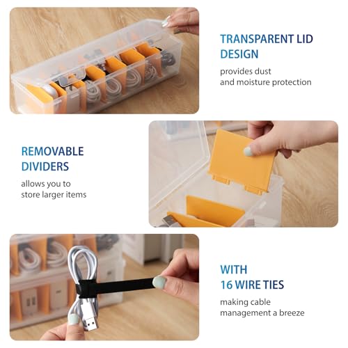 2 Pack Cable Organizer Storage Box with 16 Cable Tie | All Products - Image 5