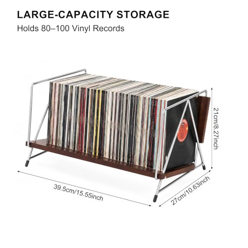 Vinyl Record Storage Stand for 80 LPs, Solid Wooden Vinyl - Image 4