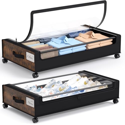 Yecaye Under Bed Storage with Wheels, 2Pack Under Bed - Image 2