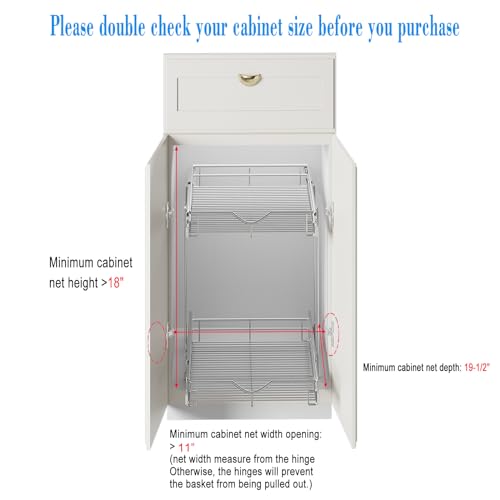 DINDON 2 Tier Pull Out Cabinet Organizer (11" W x 18" D) - Image 4