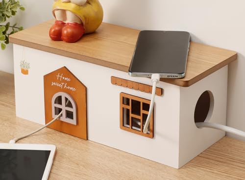 Cable Management Box, Wood Extension Cord Organizer - Image 2