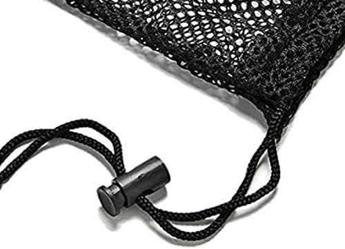 Durable Nylon Mesh Drawstring Bag - Equipment Storage Ditty With Cord Lock Closure for Toys, Balls, Laundry (Black)