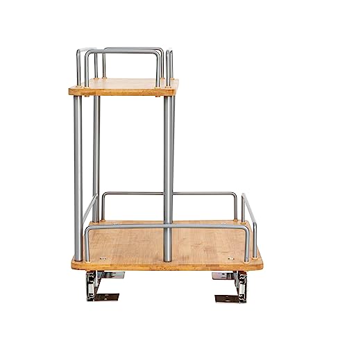 Household Essentials Bamboo and Silver Iron Two-Tier Slide-Out - Image 8