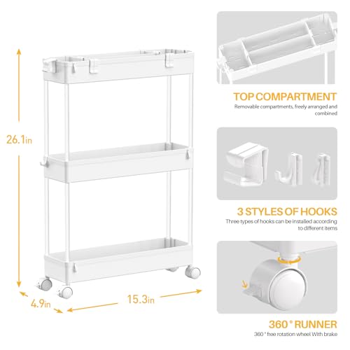 SPACELEAD Slim Storage Cart 3 Tier,Bathroom Organize | All Products - Image 5