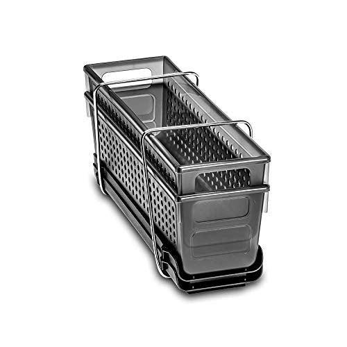 madesmart 2-Tier Under Sink Organizer with Pull-Out Drawers, Adjustable Dividers, Storage for Cleaning Supplies & Bottles, Carbon - Image 4