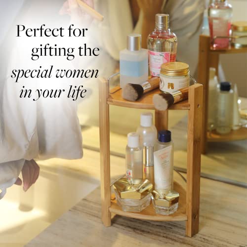 GOBAM Bamboo Shower Corner Caddy, Medium - 2 Tier Bathroom - Image 4