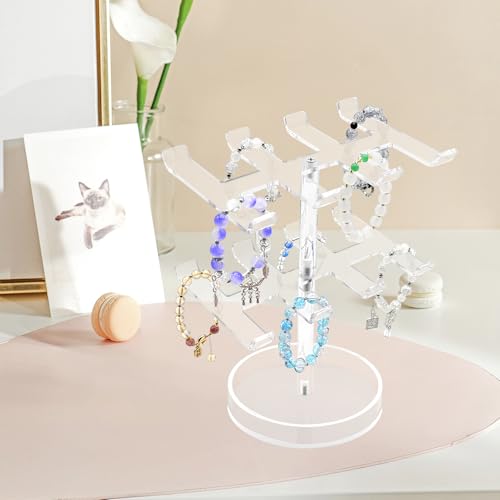 Bracelet Holder Organizer, 2 Tier Acrylic Bracelet Display Stand - Image 5