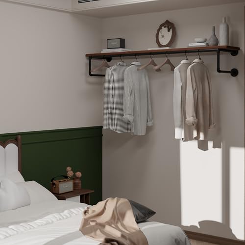 Clothes Rack 60in, Wall Mounted Garment Racks with Real - Image 5