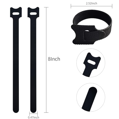 200 PCS 8 Inches Black Reusable Cable Ties, Adjustable Cord - Image 3