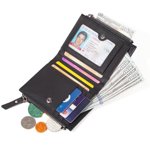 Men's wallet RFID blocking zipper coin purse genuine leather - Image 2