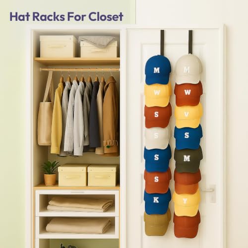 Over Door Hat Organizer - 2 Packs Metal Wall Mounted Hat - Image 3