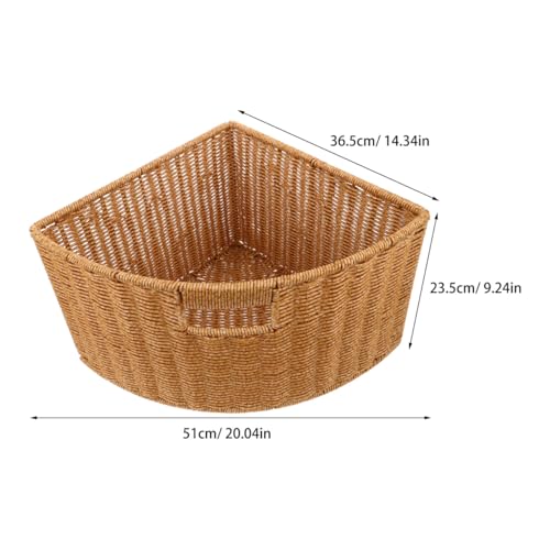 Woven Triangle Corner Storage Basket with Handles Shelf Laundry - Image 3