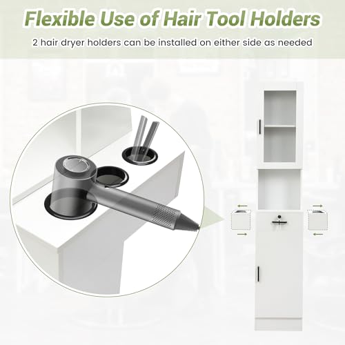 Salon Station for Hair Stylist,Hair Styling Storage Cabinet,White - Image 7