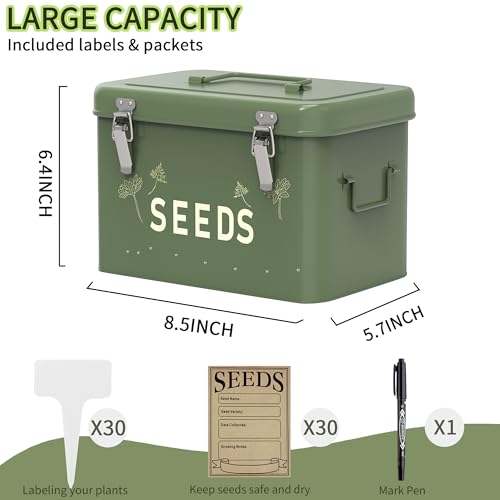 Metal Seed Storage Organizer, 3 Compartments, Vintage Dark Green - Image 4
