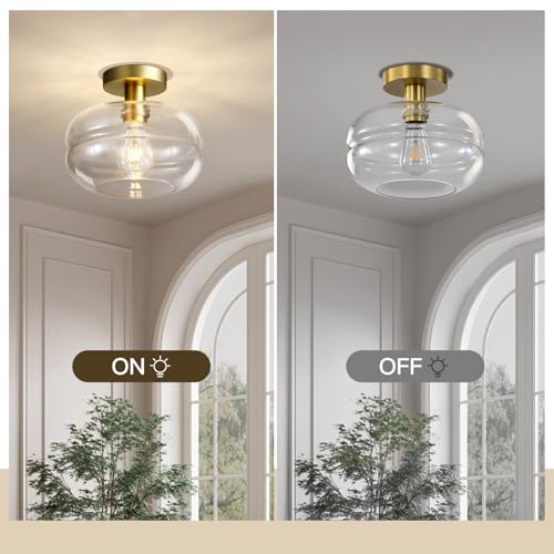 Semi Flush Mount Ceiling Light Fixture, 10-1/2 Inch Clear Glass - Image 7