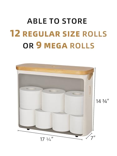 StorageWorks Toilet Paper Storage Basket with Bamboo Lid & Window - Image 4