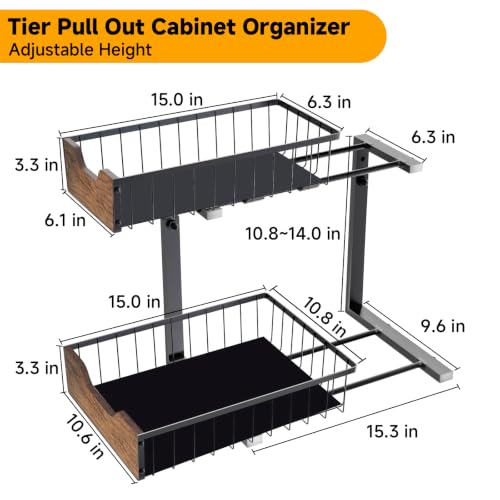 Pull Out Cabinet Shelf 2 Tier Metal Under Sink Organier - Image 3