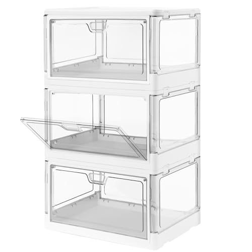 HYBRIDEAS 3-Pack Clear Stackable Storage Bins with Lids Magnetic - Image 2