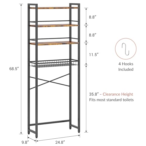 Over The Toilet Storage Shelf, 4-Tier Bathroom Organizer - Image 3