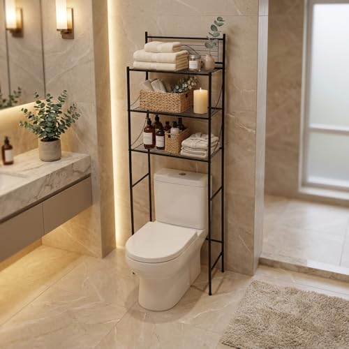 Bath Bliss 3 Tier Freestanding Bathroom Space Saver, Black - Image 5