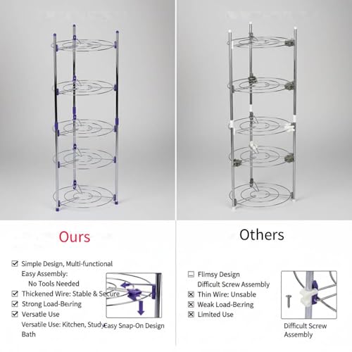 Cookware Stand,5 Tiers Round Shelf Storage Tower for Home Kitchen - Image 5