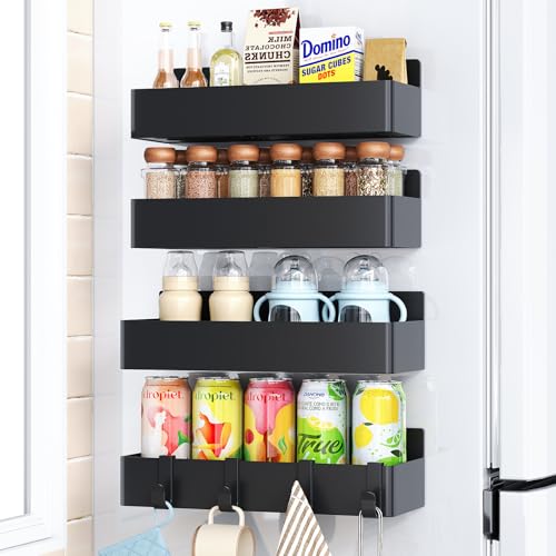 Magnetic Spice Rack for Refrigerator Black, 4 Pack - Image 2