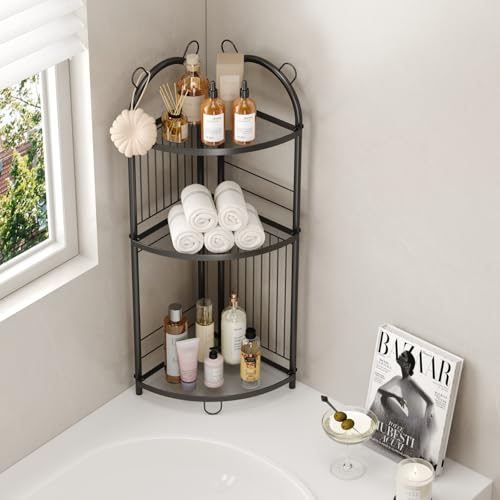 Corner Bathroom Shelf Metal Short Corner Stand Shelf Black - Image 6