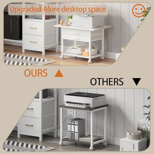 Large Printer Stand with Storage Fabric Drawer Under Desk - Image 8