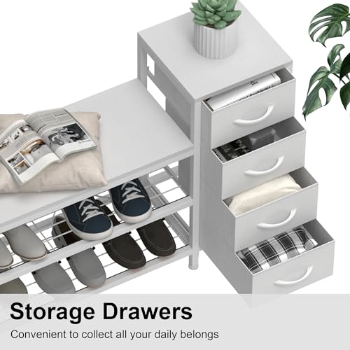 EXOTICA Industrial Shoe Storage Bench with 4 Drawers | All Products - Image 7