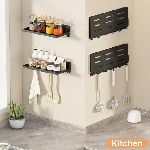 Small Folding Metal Shelf with Hooks, Fold-up Wall Shelf - Image 7