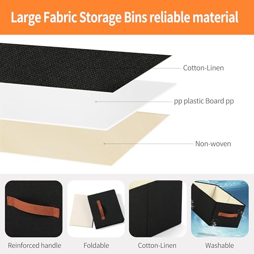 linen closet organizers and storage, 3 Pack Large Storage Baskets - Image 4