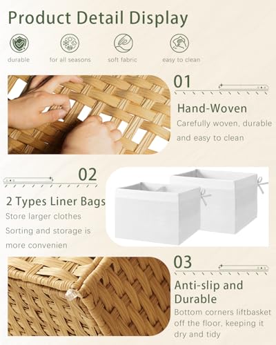 SETVSON Storage Basket with Lid Rattan Woven Storage Baskets - Image 6
