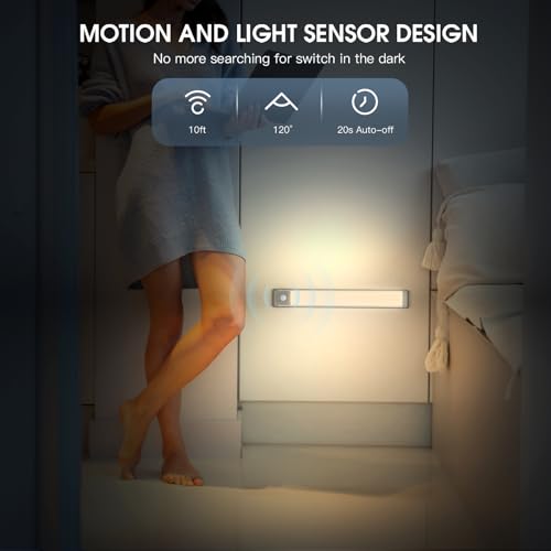 MCGOR 10inch Under Cabinet Lighting, 2 Pack Rechargeable Motion - Image 5