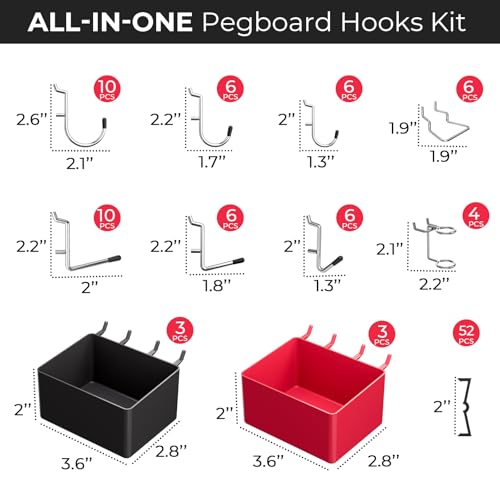 INCLY 126PCS Peg Board Organizer Accessories Kit | Home Organization - Image 6