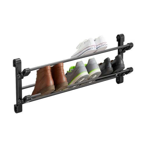 Foldable 26-Inch Wall Mounted Shoe Rack Organizer, Holds 6 Pairs - Image 2